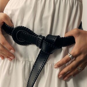 NWOT Anthropologie Black Western Leather Belt size Medium.